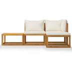 vidaXL Patio Lounge Set, 4-Piece with Cream Cushions - Solid Acacia Wood - Weather Resistant - with Coffee Table - Modifiable Layout