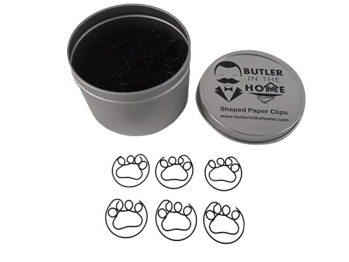 Butler In The Home 100 Count Dog Cat Paw Print Shaped Paper Clips Great For Paper Clip Collectors Or Office Gift - Comes In Roun