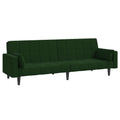 Vidaxl Convertible 2-Seater Sofa Bed With Two Dark Green Velvet Pillows – Easy Transformative, Modern Design, Sturdy Wooden Frame With Thickly Padded Foam, Ideal For Any Interior