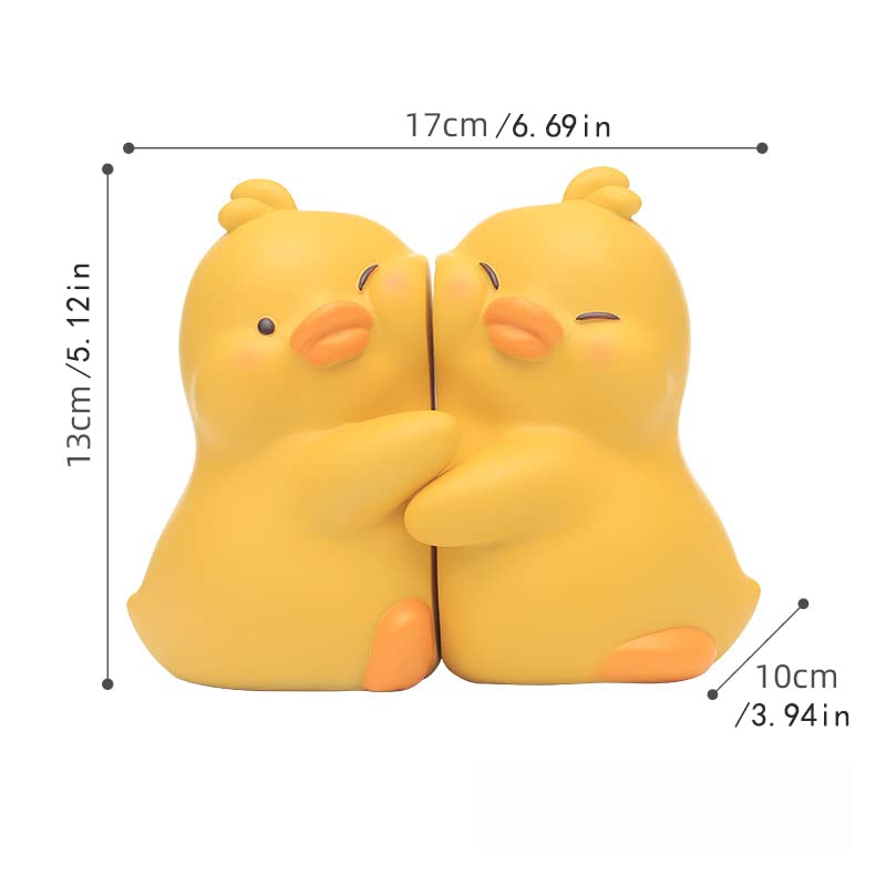 Cute Hug Ducks Decorative Bookends, Unique Book Ends To Hold Books Creative Resin Book Holder Stopper For Home Office Desk Books