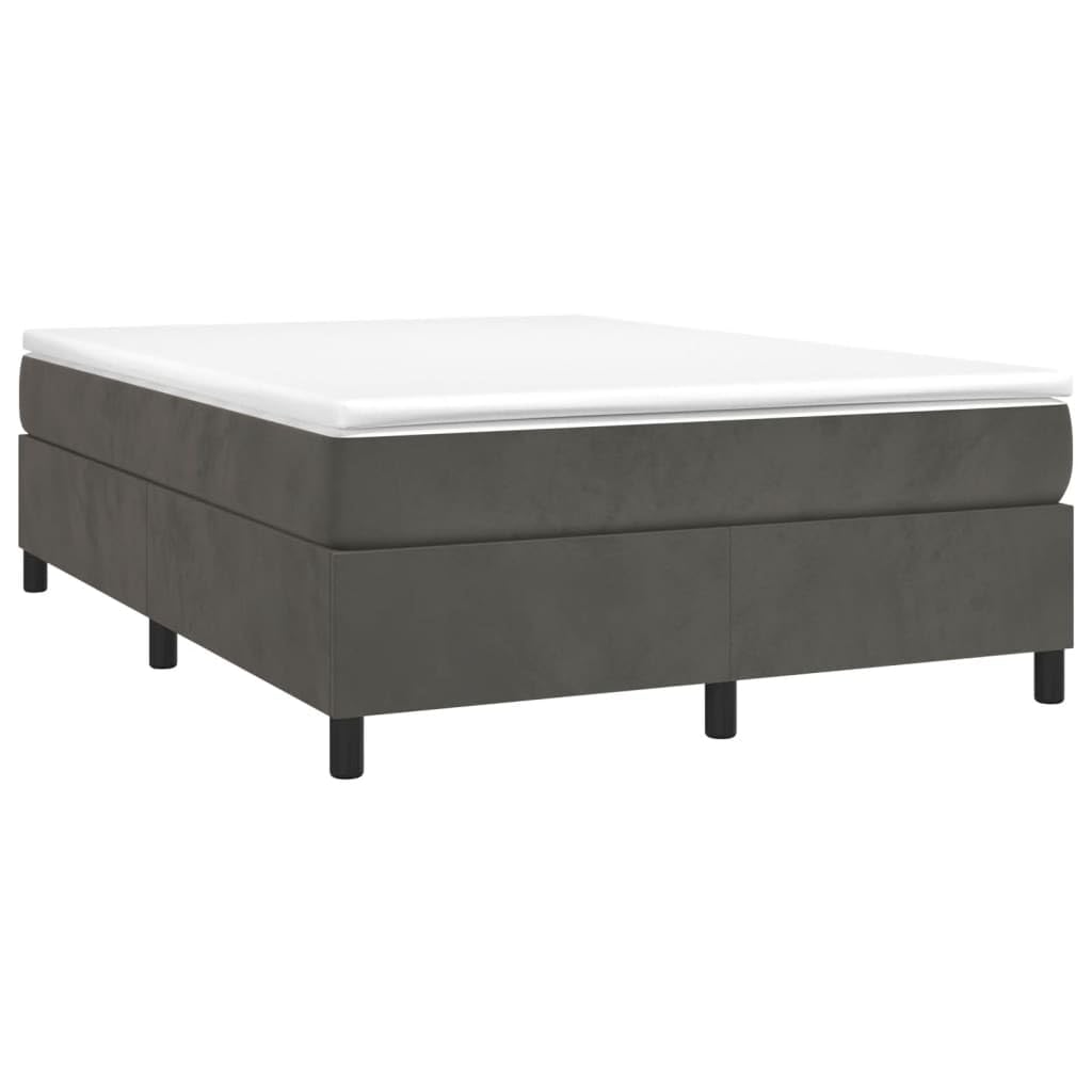 Vidaxl Velvet Box Spring Bed Frame – Modern Dark Gray, Comfortable, Durable Construction, Ideal For Bedroom, Fits Mattress Size 53.9&quot;X74.8&quot;