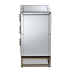 Baxton Studio 3-Drawer Nightstand - Mirrored/Silver & Bronze, Glass Finish, Contemporary Glam Design