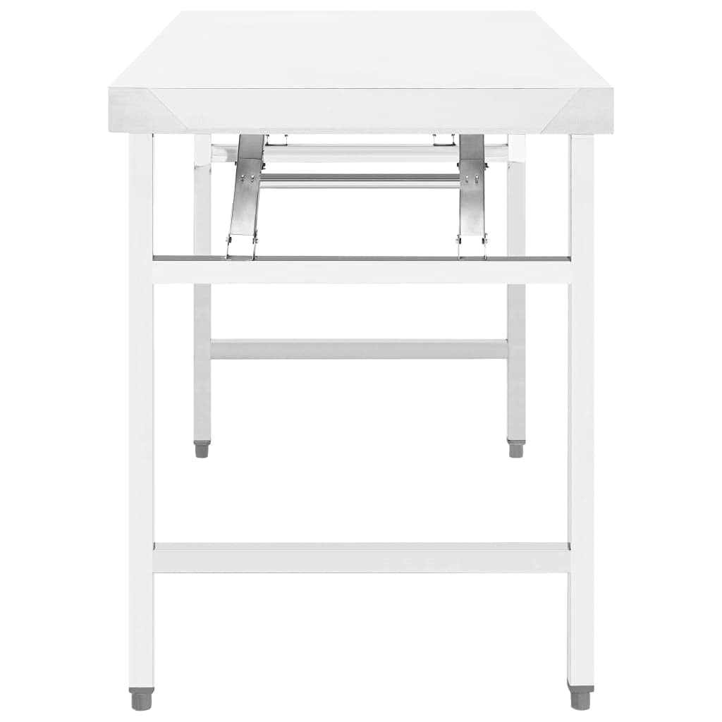 Vidaxl Folding Stainless Steel Work Table - 39.4&quot;X24&quot;X32&quot; Kitchen Prep Station For Restaurant, Bar, School, Commercial Use, Easy Clean, Space-Saving