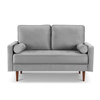 American Furniture Classics Grey 57 Inch Wide Upholstered Two Cushion Loveseat with Bolster Pillows Velvet, 57" x 32" x 37"