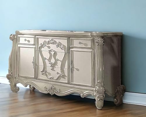 71&quot; X 21&quot; X 38&quot; Gold Patina & Bone Patina Dresser