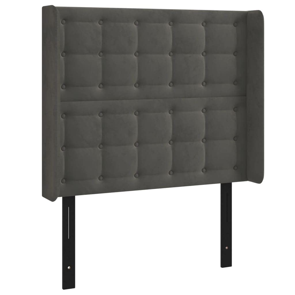 vidaXL Headboard, Upholstered Headboard for Bed Home, Bed Headboard with Ears, Bedroom Furniture, Dark Gray 40.6"x6.3"x46.5"/50.4" Velvet