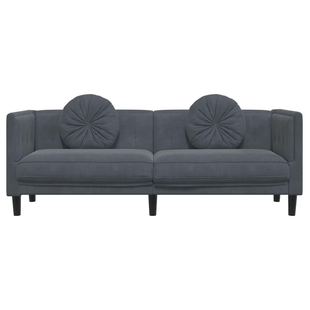 vidaXL 3-Seater Sofa - Dark Gray Velvet - Plush Cushions - Modern Design - Living Room Furniture - 76.2"x30.3"x27.6"