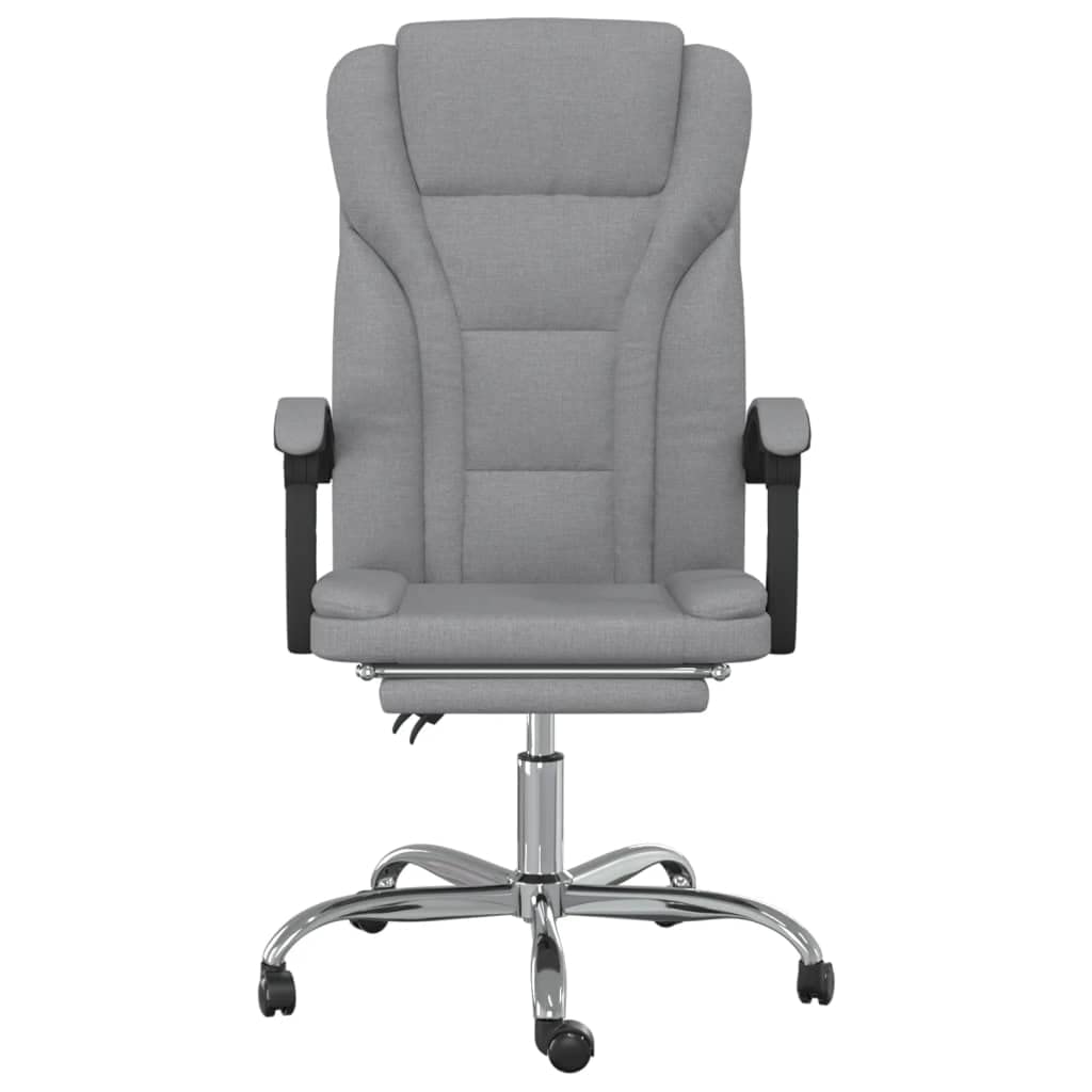 vidaXL Adjustable Reclining Office Chair with Armrest – Light Gray, Fabric-Made, with Rolling Castors – Stylish, Comfortable, Durable