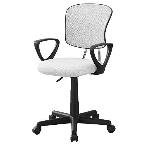 Monarch Specialties 7261, Adjustable Height, Swivel, Ergonomic, Armrests, Computer Desk, Work, Metal, White, Black, Contemporary Office Chair Mesh Juvenile Multi-Position, 23' L x 21.5' W x 33' H