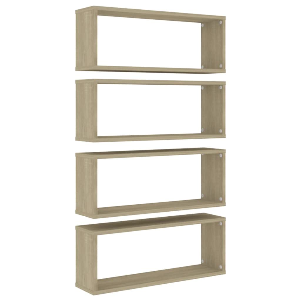 vidaXL Wall Cube Shelves 4 pcs Sonoma Oak 23.6&quot;x5.9&quot;x9.1&quot; Engineered Wood
