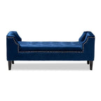 Baxton Studio Perret Modern and Contemporary Royal Blue Velvet Fabric Upholstered Espresso Finished Wood Bench