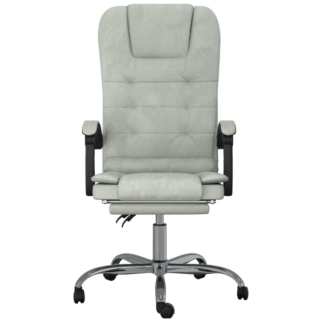vidaXL Light Gray Velvet Massage Reclining Office Chair - Adjustable and Rotatable Comfort with Sturdy Frame for Home Office