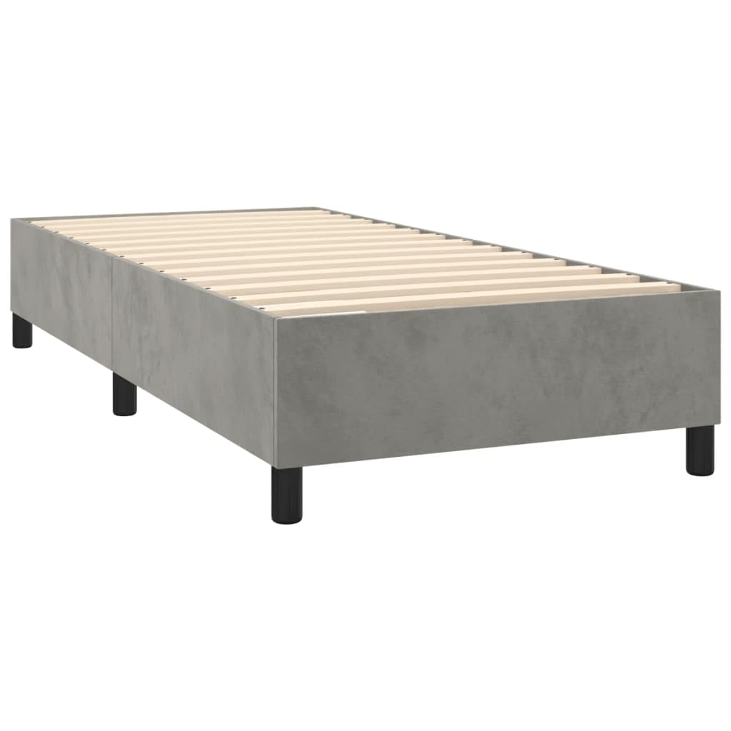 vidaXL Light Gray Velvet Twin XL Box Spring Bed Frame - Stylish Bed Room Furniture with Comfy Sleep Convenience