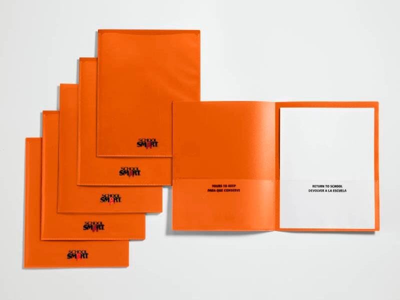 School Smart Take Home Heavy-Duty Folder, Orange, Pack Of 24