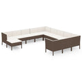 vidaXL Patio Lounge Set 12 Piece, Sectional Sofa for Outdoor, Couch with Cushions, Patio Lounge Set, Farmhouse Modern, Poly Rattan Brown