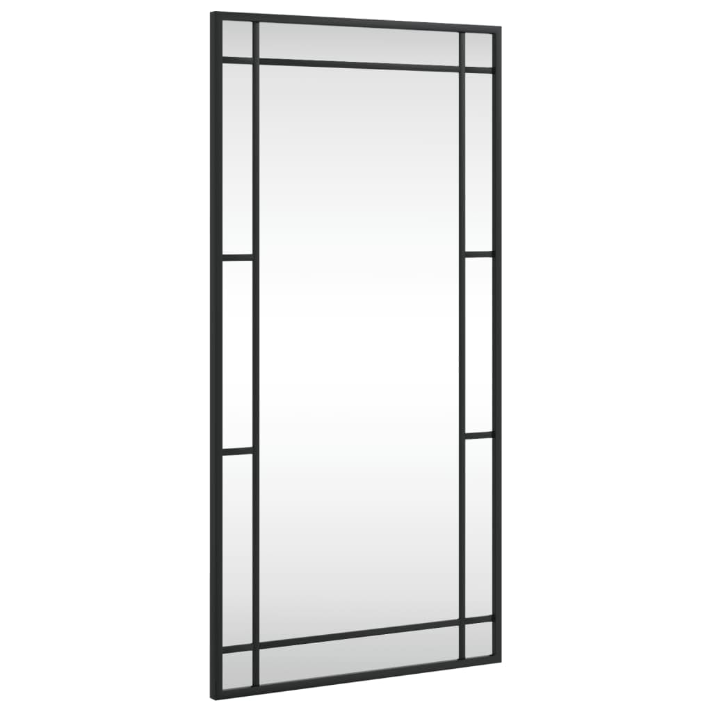 vidaXL Black Wall Mounted Mirror - 15.7&quot;x31.5&quot; - Rectangular Shape with Powder-Coated Iron Frame for Living Room, Bedroom, Bathroom, Hallway