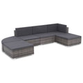 Hotyard 6 Piece Garden Lounge Set with Cushions Poly Rattan Grey