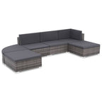 Hotyard 6 Piece Garden Lounge Set with Cushions Poly Rattan Grey