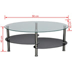 vidaXL Metal Frame Glass Tabletop Coffee Side Table Living Room Furniture Black