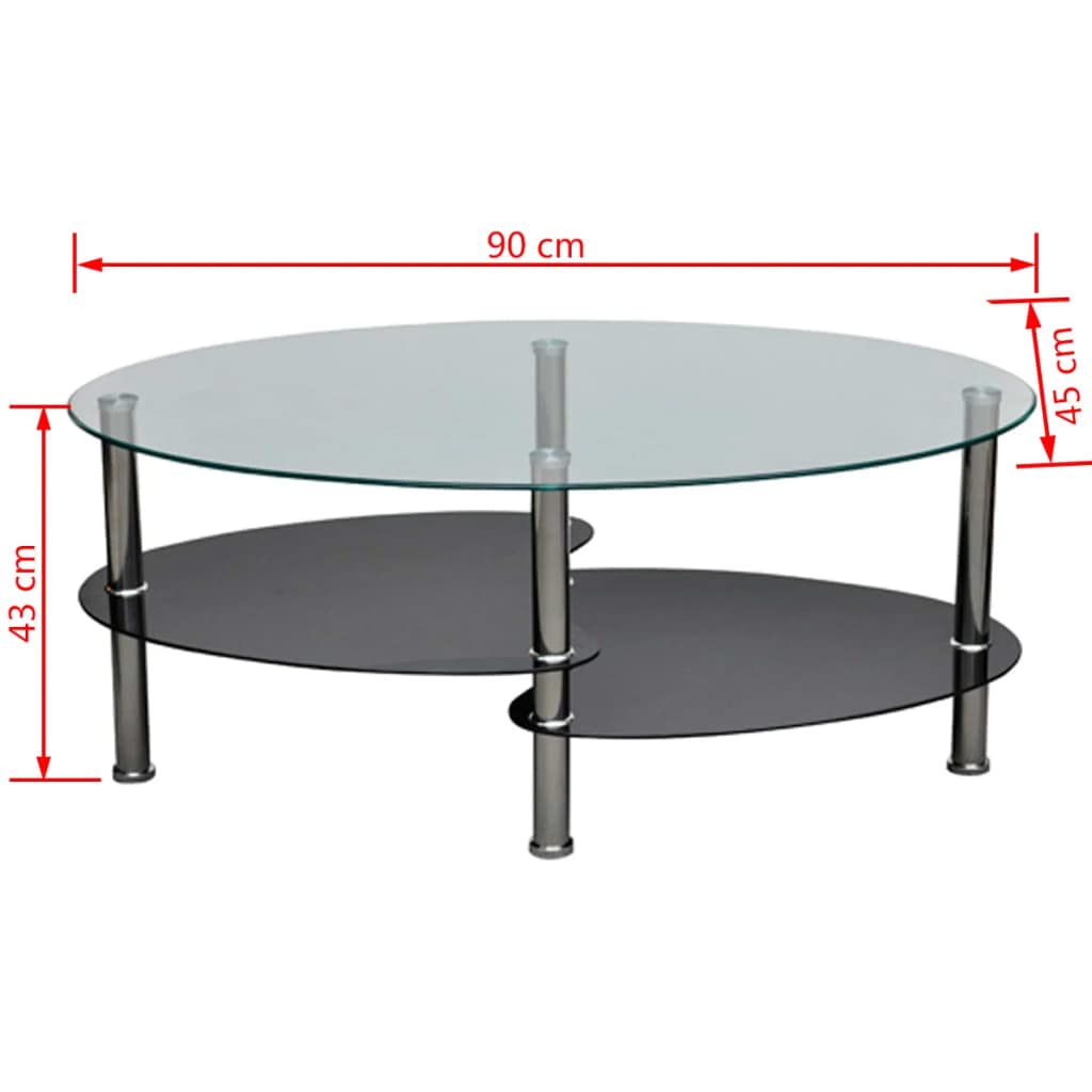 vidaXL Metal Frame Glass Tabletop Coffee Side Table Living Room Furniture Black