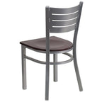 Flash Furniture HERCULES Series Silver Slat Back Metal Restaurant Chair - Mahogany Wood Seat