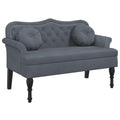vidaXL 47" W Small Loveseat with Round Pillows, Velvet Chesterfield Sofa with Button Tufting & Rolled Armrests for Small Spaces, 2 Seater Couch for Living Room & Bedroom, Dark Gray