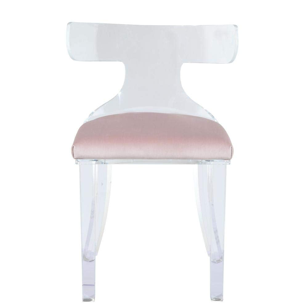 HomeRoots Velvet, Acrylic, Foam 20&quot; X 18&quot; X 31&quot; Light Pink Velvet and Clear Acrylic Accent Chair