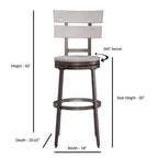 American Woodcrafters Colson Distressed White Metal Swivel 30-Inch Bar Stool