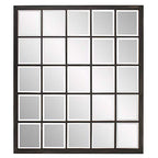 HomeRoots Rectangular Antique Black Finish Mirror with Beveled Edge