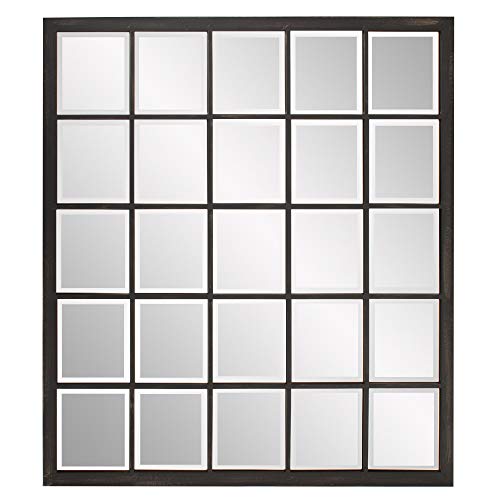 HomeRoots Rectangular Antique Black Finish Mirror with Beveled Edge