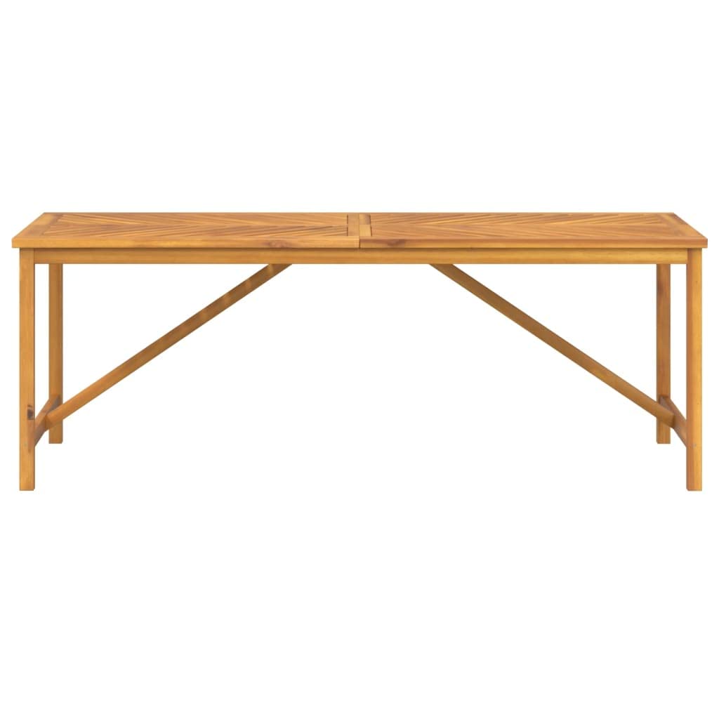 vidaXL Solid Acacia Wood Patio Dining Table - Fishbone Pattern Slats Design - Spacious Rectangular Tabletop for Outdoor Dining - Maintain with Waterproof Cover - Brown Farmhouse Style.