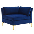 Modway Ardent Modern Performance Velvet Corner Chair In Navy/Gold