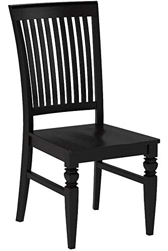 East West Furniture Weston Dining Slat Back Wood Seat Kitchen Chairs, Set of 2, WEC-BLK-W