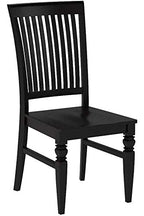 East West Furniture Weston Dining Slat Back Wood Seat Kitchen Chairs, Set of 2, WEC-BLK-W