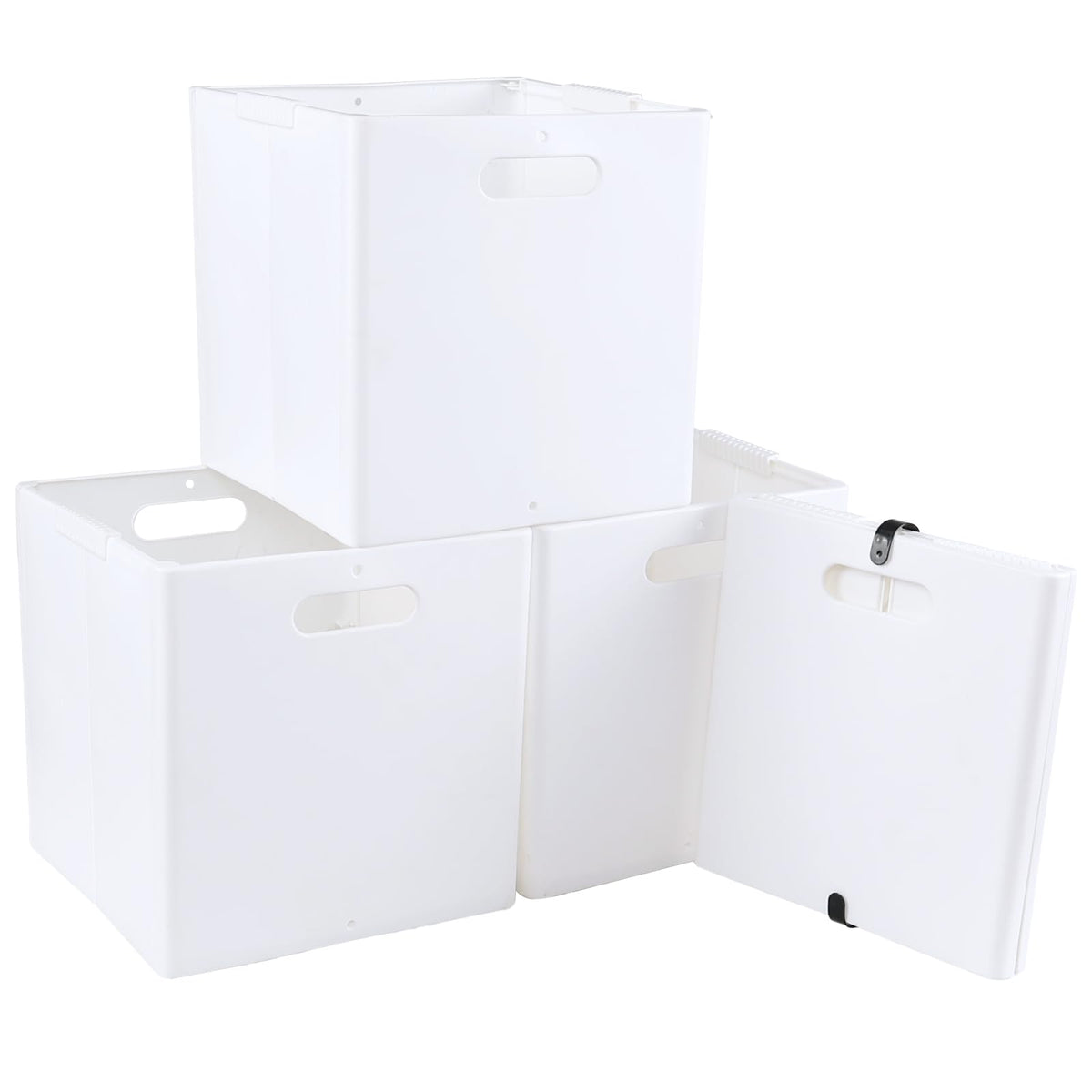 Xowine 4Pack Collapsible Plastic Storage Cube Bins, White