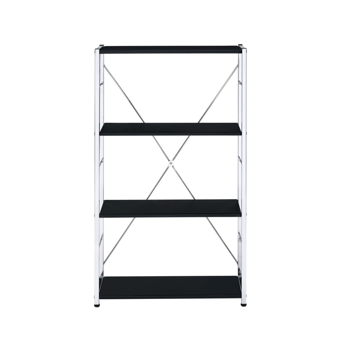 HomeRoots 486316 42 in. Metal Four Tier Etagere Bookcase Black & Silver