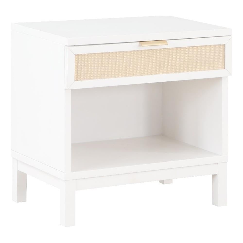 Comfort Pointe Bayport Cane White Wood 1-Drawer Storage Nightstand