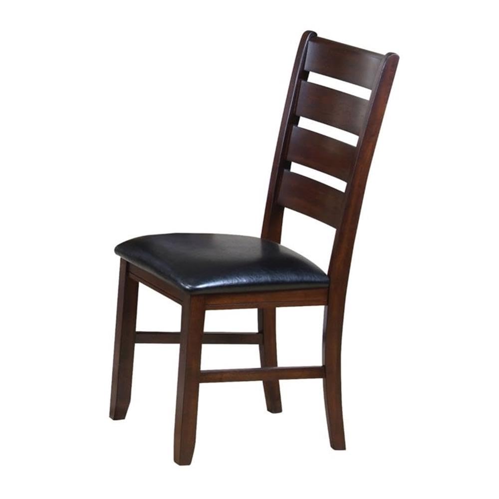 Acme Urbana Faux Leather Dining Side Chair In Black And Cherry (Set Of 2)