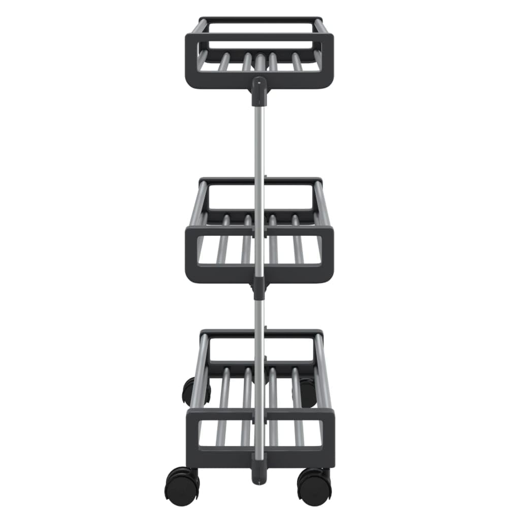 vidaXL Aluminum and Plastic Storage Trolley - Versatile Utility Cart with Adjustable Shelves and Smooth-Rolling Wheels, Perfect for Kitchen, Laundry or Study Use