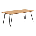 LeisureMod Modern Retro 47 Rectangular Wood Coffee Table with Sturdy Metal Base, Natural Finish for Living Room, Apartment & Off