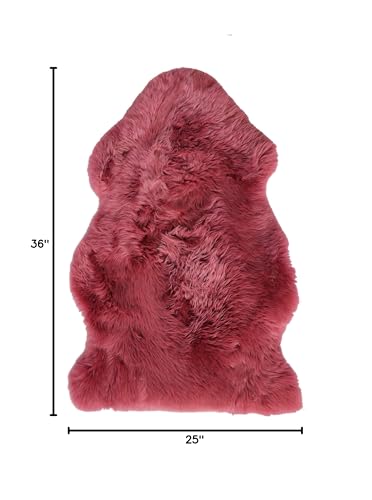HomeRoots 2' X 3' Raspberry New Zealand Natural Shearling Sheepskin Rug