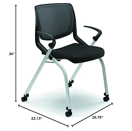 HON Motivate Guest Chair with Fixed Arms, Nesting Stacking Chair, Black (HMN2)