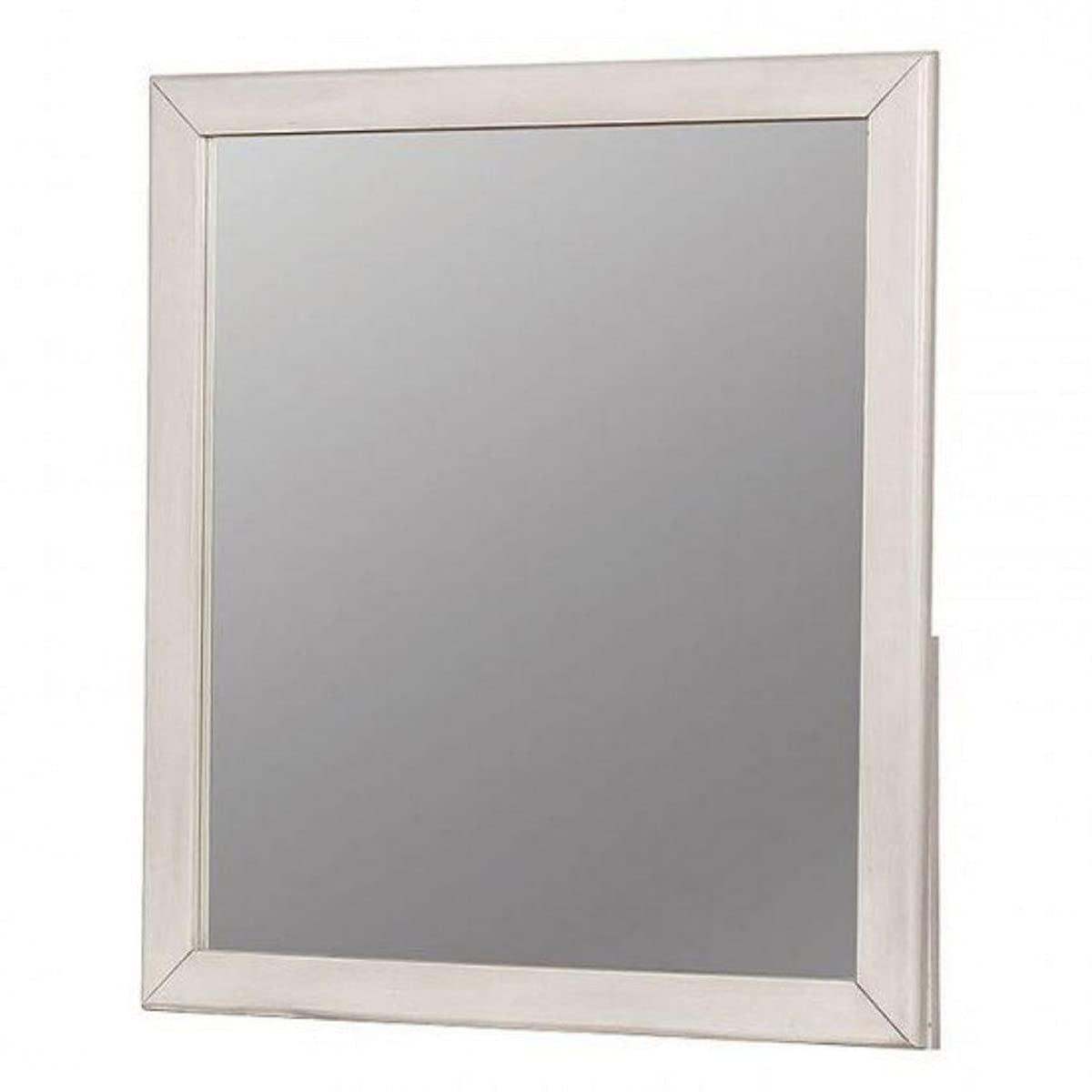 Benjara 32 Inch Transitional Style Wooden Frame Mirror, White