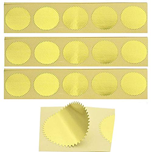 Mdlg 100Pcs Embossing Stickers Blank Metallic Gold Certificate Seals Embossed Foil Stickers Scallop Edge Stickers Embosser Stamp