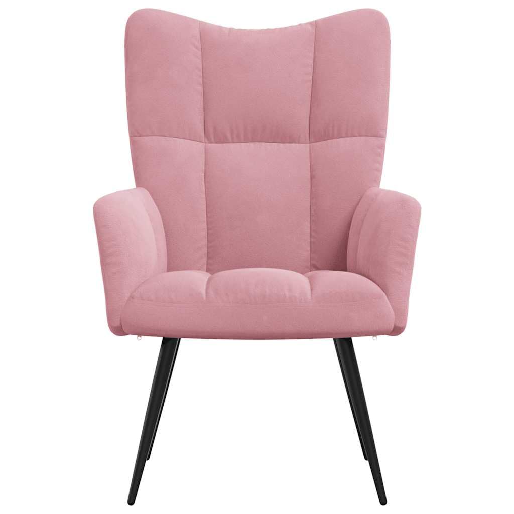 vidaXL Modern Pink Velvet Relaxing Chair with Thick Padded Foam and Stable Steel Frame for Living Room, Bedroom, and Office Space