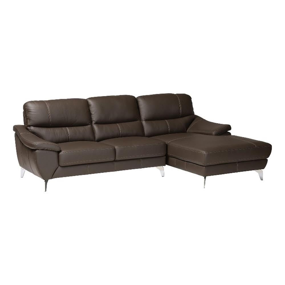 Baxton Studio Townsend Brown Leather Sectional Sofa