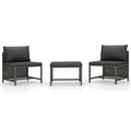 vidaXL 3 Piece Patio Sofa Set - Weather-Resistant Outdoor Furniture with Cushions, Durable PE Rattan Construction and Easy Maintenance Components - Grey.