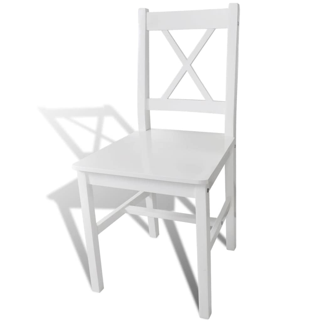 vidaXL 6X Dining Chair Solid Pinewood White Kitchen Dinner Dining Room Seats