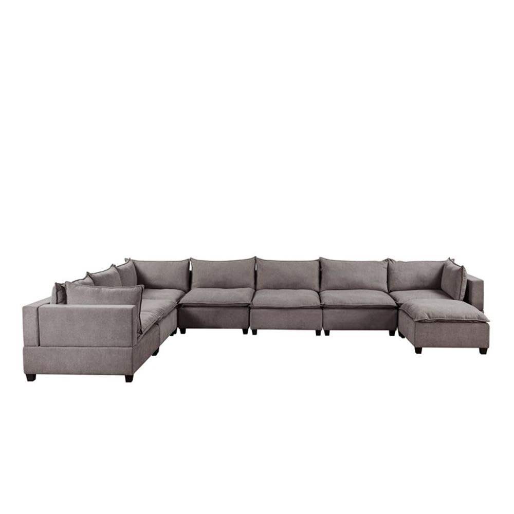 Lilola Home Madison Light Gray Fabric 8 Piece Modular Sectional Sofa Chaise