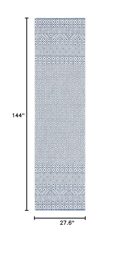 Safavieh Courtyard Collection 2'3' X 12' Blue/Navy Cy8235 Indoor/ Outside Waterproof Easy Cleansingpatio Backyard Mudroom Runner Mat